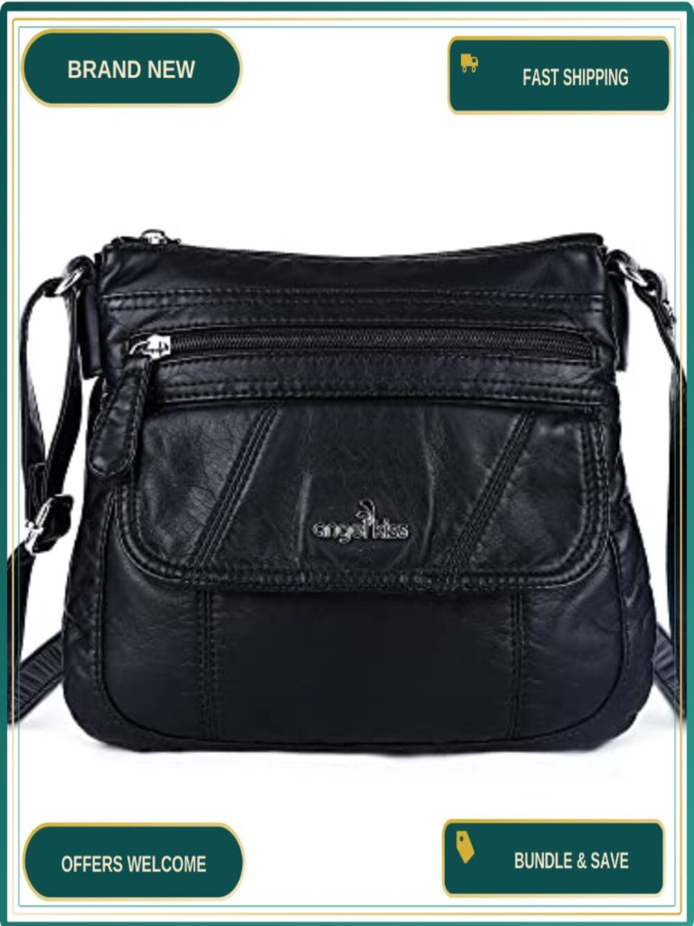 Washed PU Leather Small Crossbody Hobo Bag Adjustable Strap Shoulder Purse